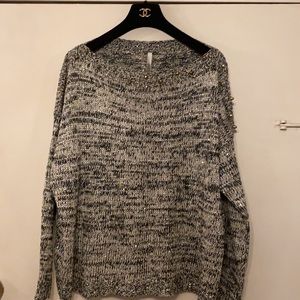 ELAN brand new sparkly tan/black ladies sweater with subtle sequin thread Sz. L